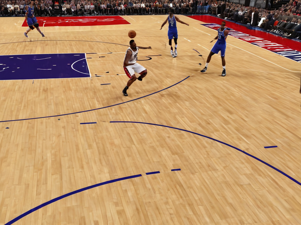 NBA常规赛篮球比赛现场球员进攻画面